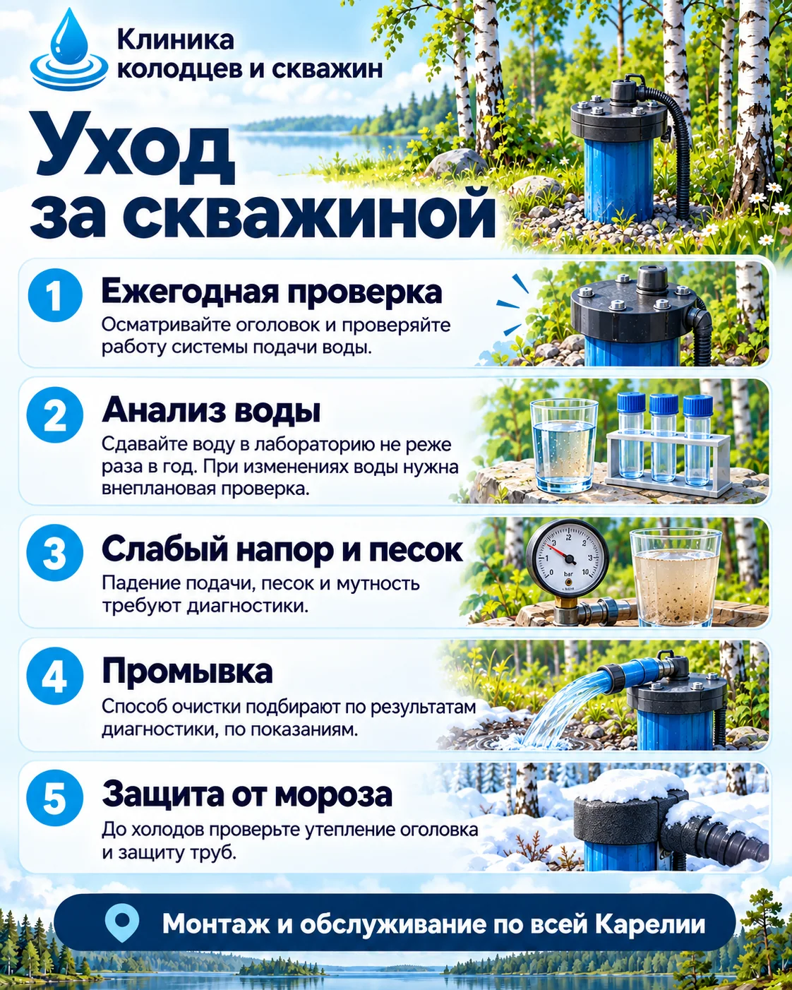 Памятка — Уход за скважиной