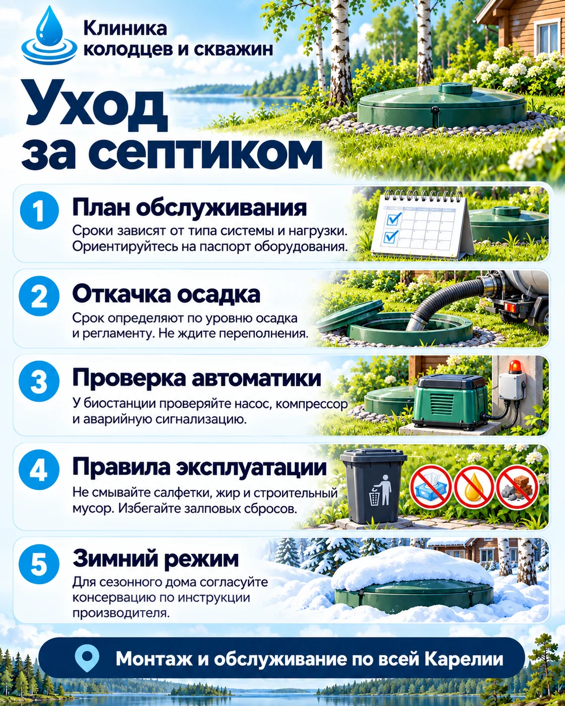 Памятка — Уход за септиком